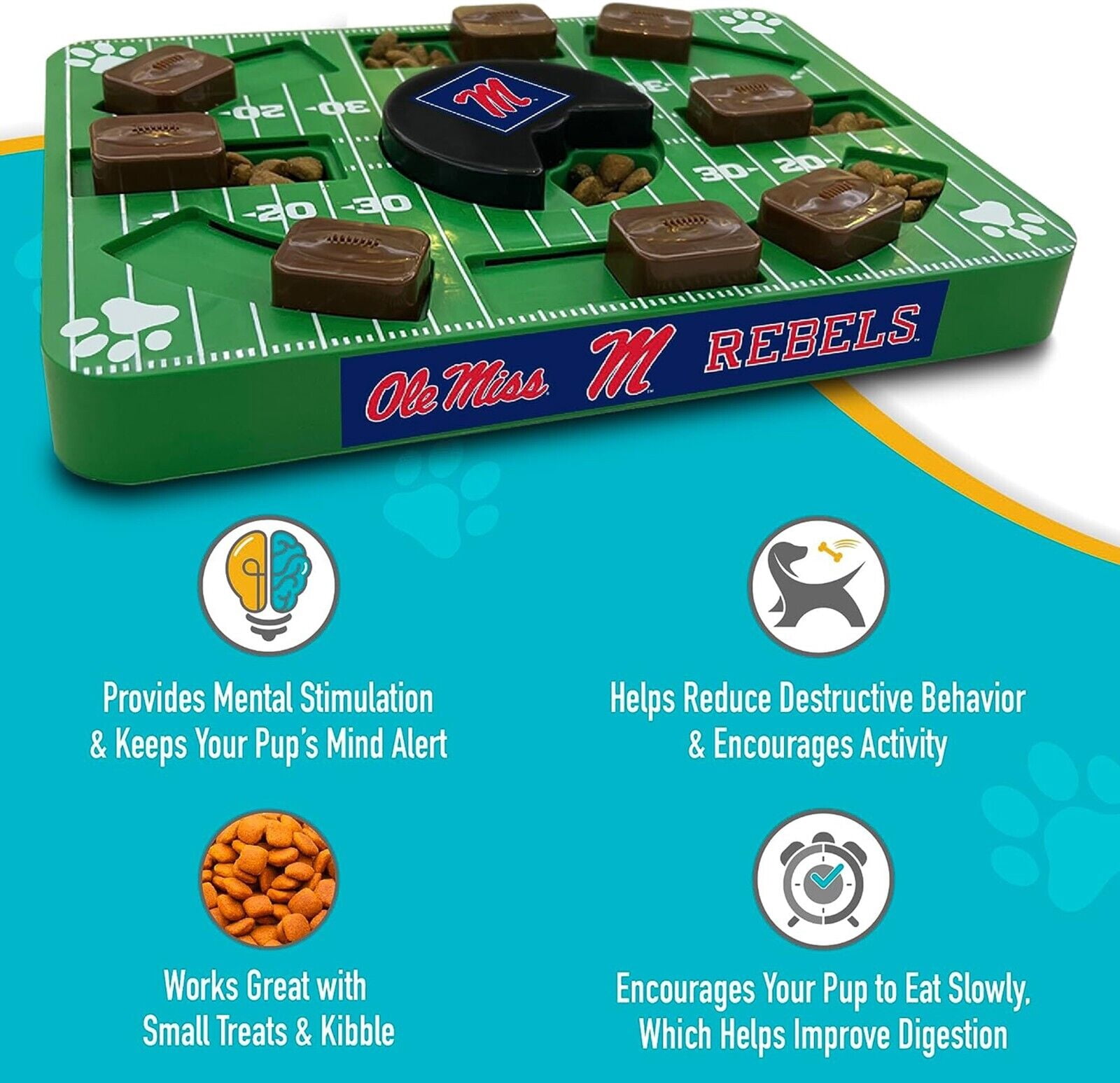 Pets First NCAA Mississippi Rebels Puzzle Toy, Puzzle Treat Dog Toy, Interactive Dog Treat Toy, Dog Puzzle Feeding Slow Toy