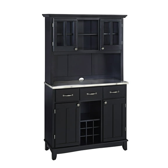 Homestyles Buffet of Buffets Wood Buffet with Hutch in Black
