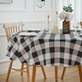 thumbnail image 3 of Nappe Ronde de 70 Pouces Nappe à Carreaux Noir et Blanc - Housse de Table en Polyester à Carreaux Vichy Buffalo Réutilisable Résistante à l'Eau pour Fête de Vacances en Plein Air Pique-Nique Décoration de Cuisine, 3 of 7
