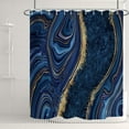 thumbnail image 6 of Marble Bathroom Shower Curtain Dark Blue Navy Gold Waterproof Fabric Shower Curtains with Hooks Watercolor Abstract Shower Curtains Cloth for Home Bath Decor 72x84 inches, 6 of 7
