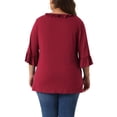 thumbnail image 3 of Agnes Orinda Women's Plus Size Ruffle 3/4 Sleeve V Neck Business Elegant Casual Tunic Dressy Top 4X Burgundy, 3 of 6