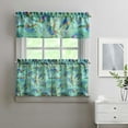 thumbnail image 2 of Kitchen Curtains 24 Inch Short - 3 Panel Set, Hawaiian Sea Turtle Ocean Design, Tropical Underwater Marine Life Print, Rod Pocket Window Curtain, Easy Wash, 2 of 6