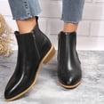 thumbnail image 6 of Women Plus Size Round Toe Low Block Heel Ankle Boots Side Zipper Short Booties Daily Casual Shoes Black 9.5(43), 6 of 9