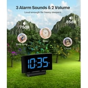 Mpow Digital Alarm Clock for Bedrooms, Large Numbers, Easy to Set Digital Clock with Modern Curved Design, 6 Levels Brightness, 3 Alarm Tones & 2 Volume, 9min Snooze, Battery Backup, 12/24H
