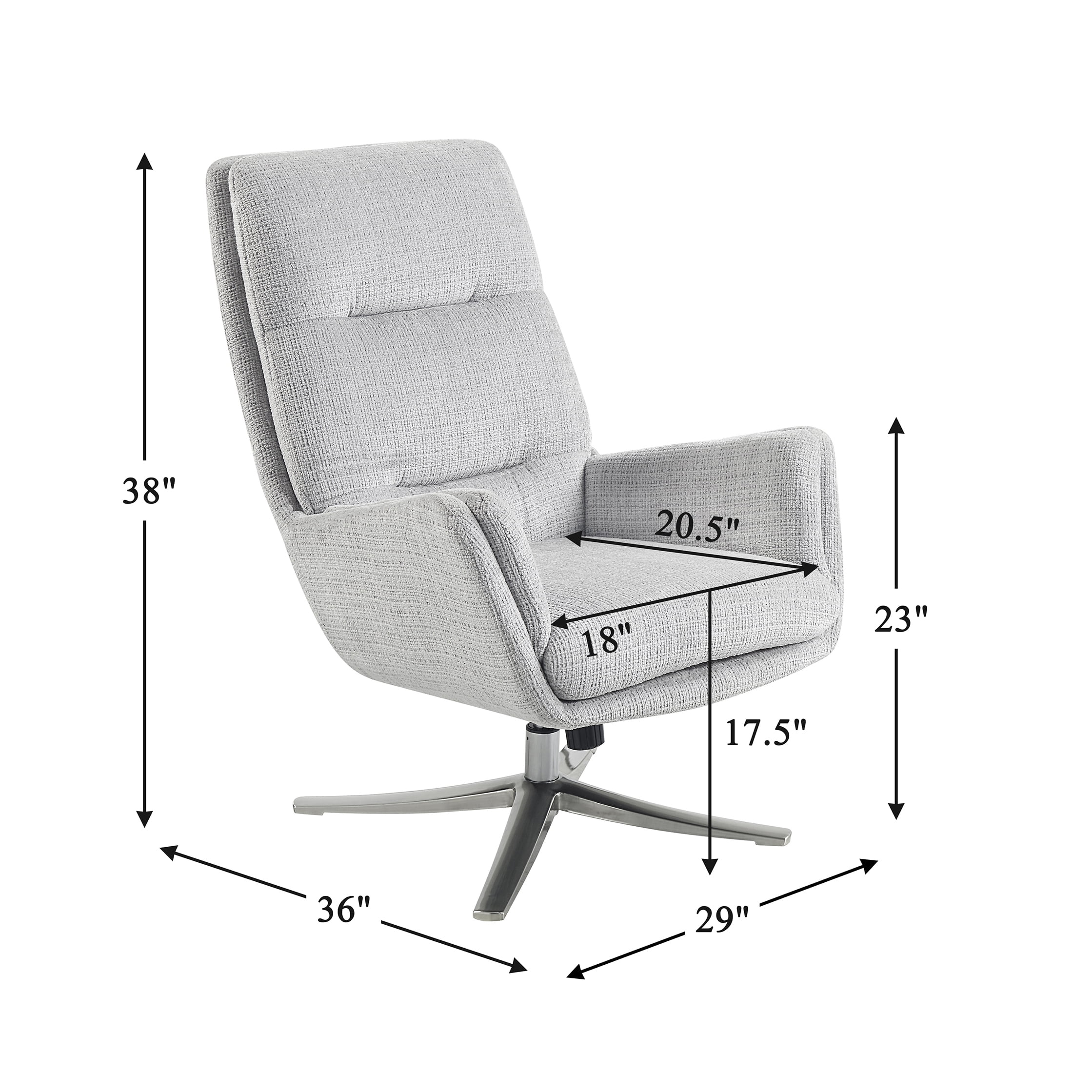 OakvillePark Windmere Chenille Swivel Chair with Ottoman, Gray