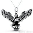 thumbnail image 1 of Winged Swimsuit Archangel w/ Demon's Head Charm 36x50mm (1.4x2in) Pendant & Chain Necklace in Oxidized .925 Sterling Silver, 1 of 1
