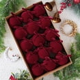 thumbnail image 4 of 15 PCS Velvet Christmas Ornaments Set, Shatterproof Flocked Ball Ornaments with Bow Hanging Ribbon, Gift-Boxed Christmas Tree Decor for Holiday Home Decoration, 3.15", 4 of 9
