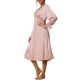 thumbnail image 4 of Pijamas de satén para mujer INSPIRE CHIC, con mangas largas, encaje en el escote en V, vestido largo casual, camisones de noche, ropa de casa, color rosa, 4 of 6