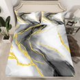 thumbnail image 2 of Homewish Marble Texture Road Twin Sheet Sets,Gold Gray Twin Fitted Sheet,Modern Fluid Art Flat Sheet For Girl,Microfiber Room Decoration,3-Piece, 2 of 7