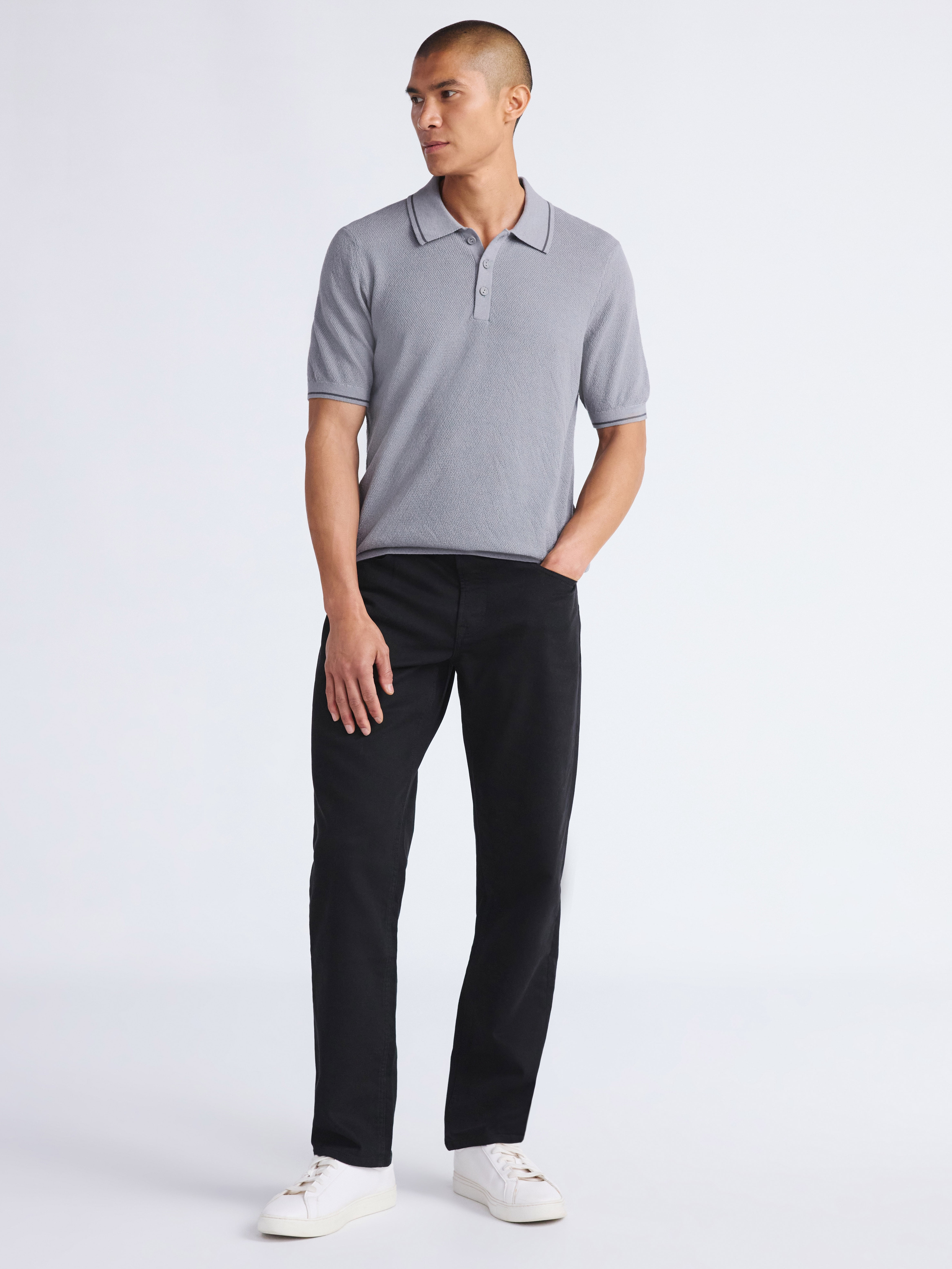 Free Assembly Men's Textured Tipped Polo Shirt with Short Sleeves, Sizes S-3XL