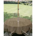thumbnail image 3 of Outdoor Tablecloth with Umbrella Hole Zipper Vintage Brown Round Tablecloth 60" Waterproof Outside Table Cloth Farmhouse Retro Dark Solid Color Linen Texture Patio Table Cover Tablecloths for Picnic, 3 of 8