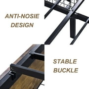 Einfach Full Size Metal Platform Bed Frame with 4 XL Storage Drawers and Footboard, Unique Design, Brown