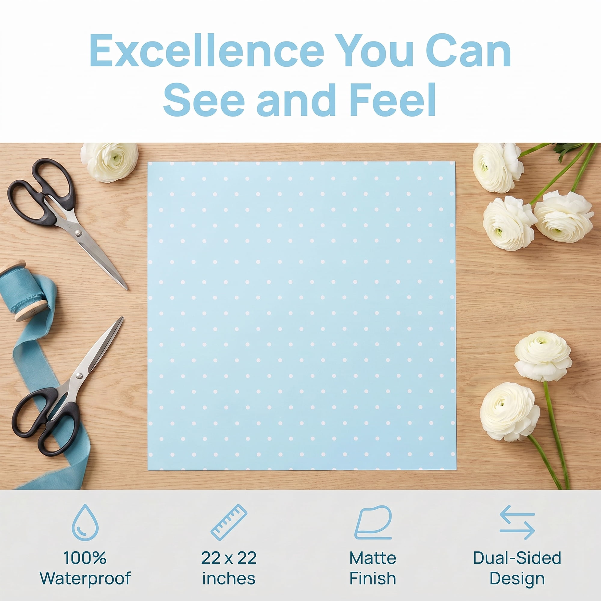 Unique Bargains Waterproof Luxury Matte Gift Wrapping Paper for Bouquets Sky Blue 22"x 22"