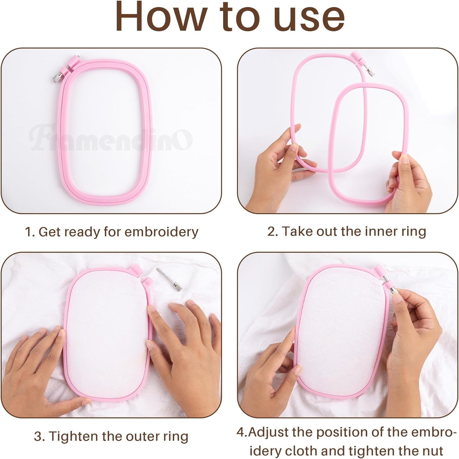 ABCISI 5 Pack Square Embroidery Hoops with Different Size, Plastic Cross Stitch Hoop, Embroidery Hoops, Reusable Frames Rings for DIY Sewing Project(5 Colors)