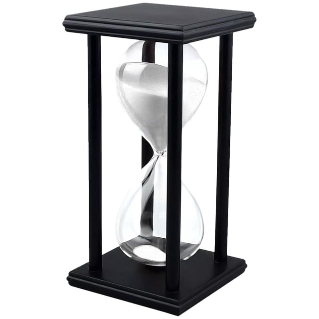 Reloj SandGlideWhite 1Pza 30min Negro/Blanco Madera/Vidrio/Arena.