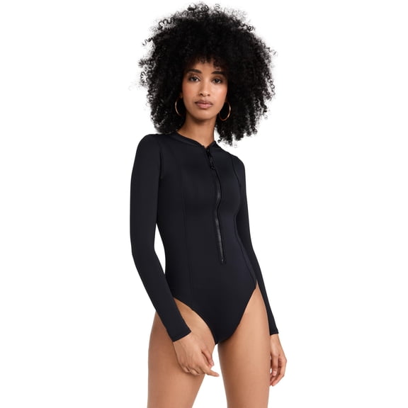 Good American Women's Scuba Rash Guard Swimsuit, Black001, XL