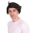 thumbnail image 4 of HPO Adult Men's Short Black Retro Cartoon Fred Caveman Fun Wig, Perfect for Your Halloween & Cosplay, 4 of 9