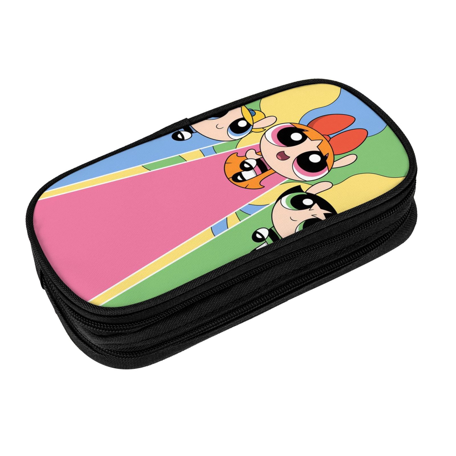 The Powerpuff Gi-rls Pencil Case Large Capacity Pencil Pouch Penbag Office Stationery Organizer Travel Makeup Bag Black