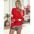 thumbnail image 4 of Sweaters for Women 2024 Trendy Elbow Star Printed Crewneck Sweater Casual Lightweight Knitted Pullover Sweater Shermie, 4 of 6