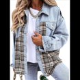 thumbnail image 1 of Chaqueta Vaquera Estilo Boyfriend, Informal, de Larga, con Botones y Bolsillos, para Mujer Azul L, 1 of 9