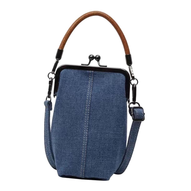 Mini bolso bandolera de mezclilla, bolso de mano vintage moderno para teléfono, ideal para ir de compras, trabajar o .