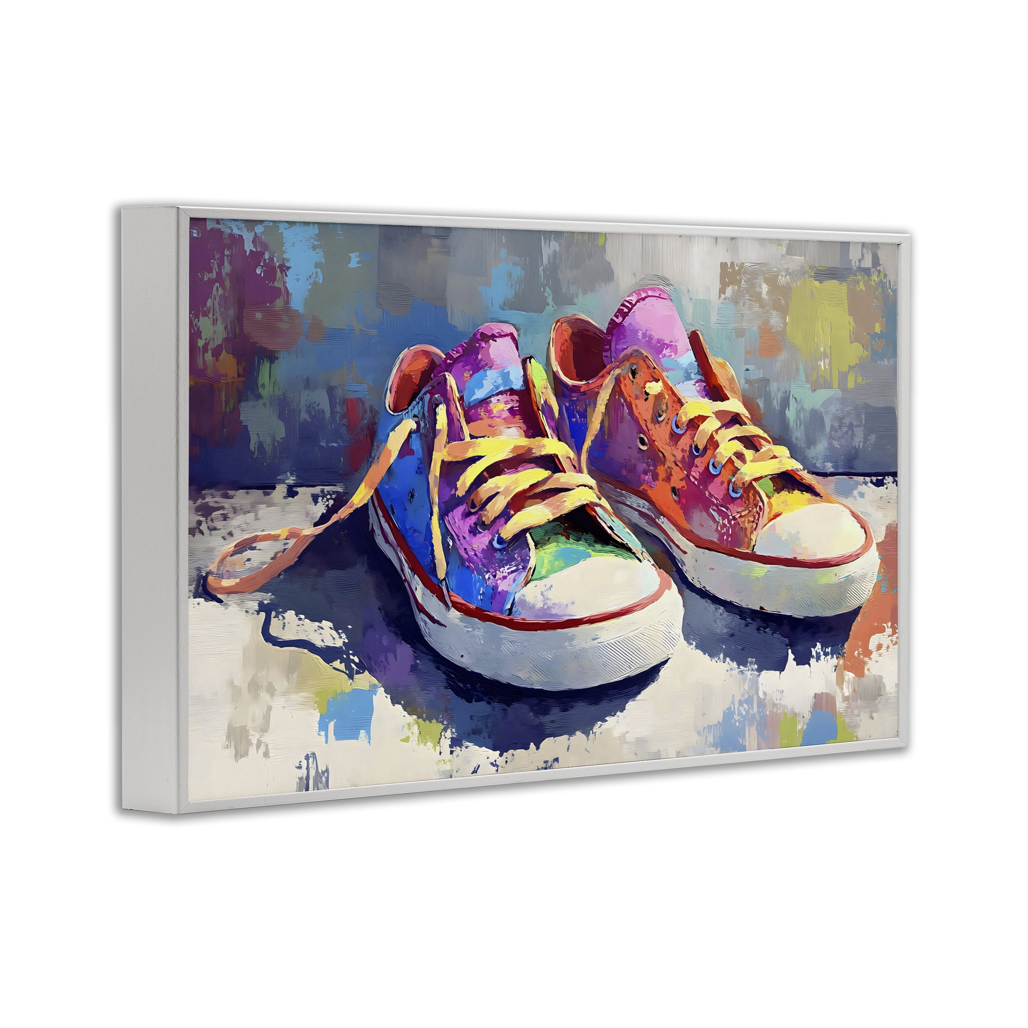Stupell Industries Colorful Low Top Sneakers White Framed Giclee Art, design by Creative Studio