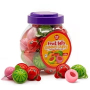 Fruit Gummy Balls Mix - 19 Ounce Jar (30 Count) - Jelly Filled Gummies - Individually Wrapped Gummy Candy - Watermelon, Strawberry, Peach