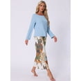 thumbnail image 3 of DARING DIVA Long Sleeve Floral Capri Soft Strechy Pajama Sets 2 Pieces 2XL Blue, 3 of 6