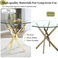 thumbnail image 7 of 5-Piece Dining Table Set, 36" Square Clear Tempered Glass Table & 4 PU Cantilever Chairs with Stainless Steel Legs, Dining Table Set for Small Space, Apartment, Home Office, 7 of 7