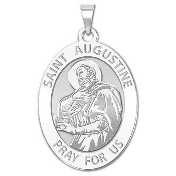 Picturesongold Com Saint Augustine Of Hippo Oval Religious Medal 2 3 X 3 4 Inch Size Of Nickel Sterling Silver Walmart Com Walmart Com