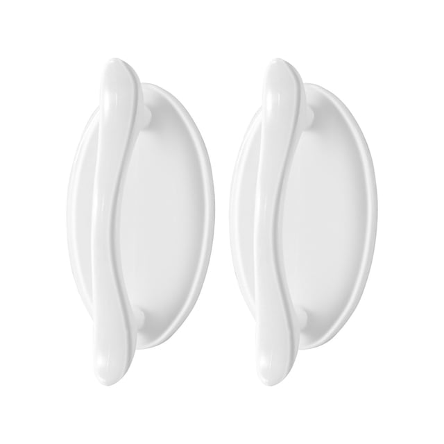 Mohdy Practical Home-Use No-Drill Self-Adhesive Handles and Pulls,White,2Pcs,Practical Perforated Free Sturdy and Durable Handle for File Cabinets Kitchen Cupboard Show Window Closet Drawer and More