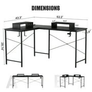 GTRACING L-Shaped Gaming Desk with RGB Light and Removable Storage Stands, Black