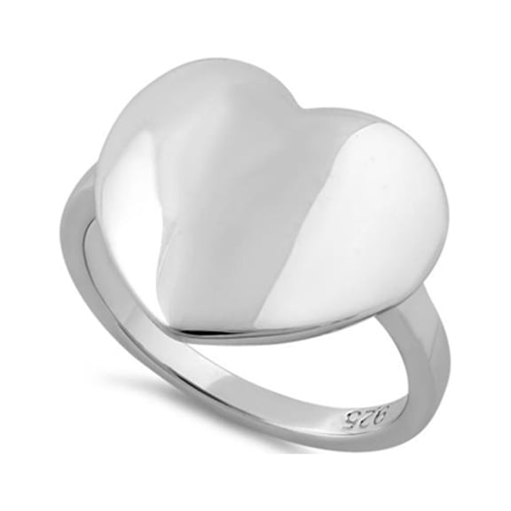 925 Sterling Silver Oxidized Platinum Plated High Polish Big Heart Women Valentines Day Gifts Ring