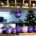 thumbnail image 5 of Christmas Tree Hanging Ornament Set Decorative Assorted Shatterproof Plastic Holiday Baubles Purple Silver, 5 of 6