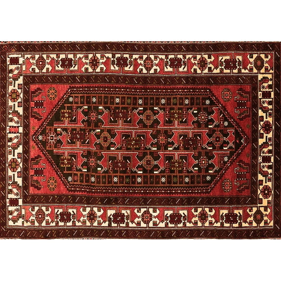 Ahgly Company Indoor Rectangle Oriental Orange Industrial Area Rugs, 2' x 4'
