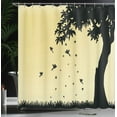 thumbnail image 4 of Ambesonne Autumn Shower Curtain, Tree with Falling Leaves, 69"Wx75"L, Mustard Black, 4 of 5