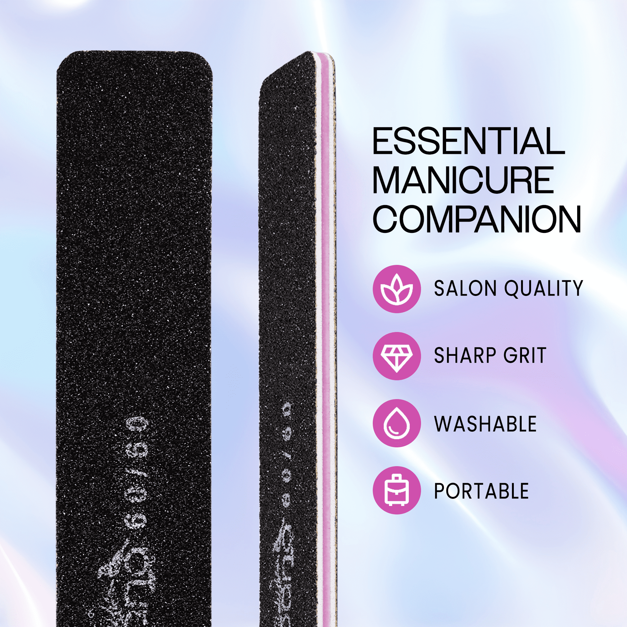 50pcs - PANA Jumbo Double-Sided Emery Nail File for Manicure, Pedicure, Natural, and Acrylic Nails - Black (Grit 60/60)