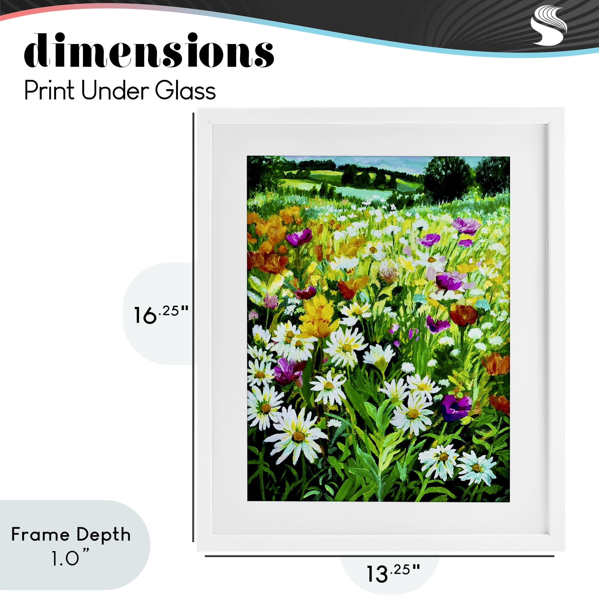 Stupell Industries Hillside Fusion Meadow White Framed Print Under Glass, design by Lee Ann Zirbes