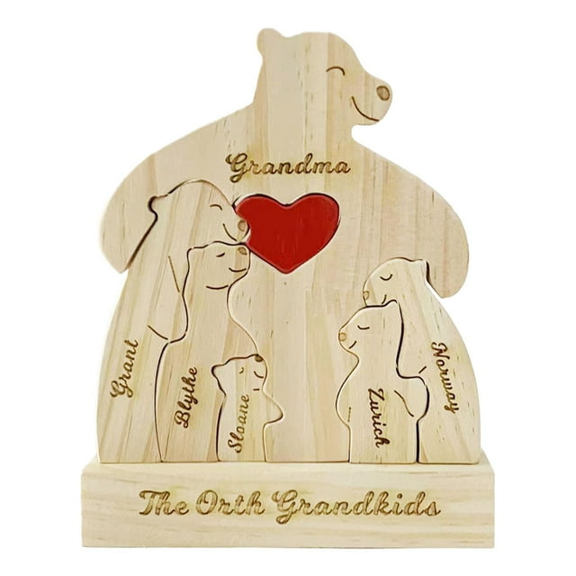 Rompecabezas de madera de la familia de , rompecabezas de madera para decoración del hogar, juguete artesanal, piezas de rompecabezas de madera