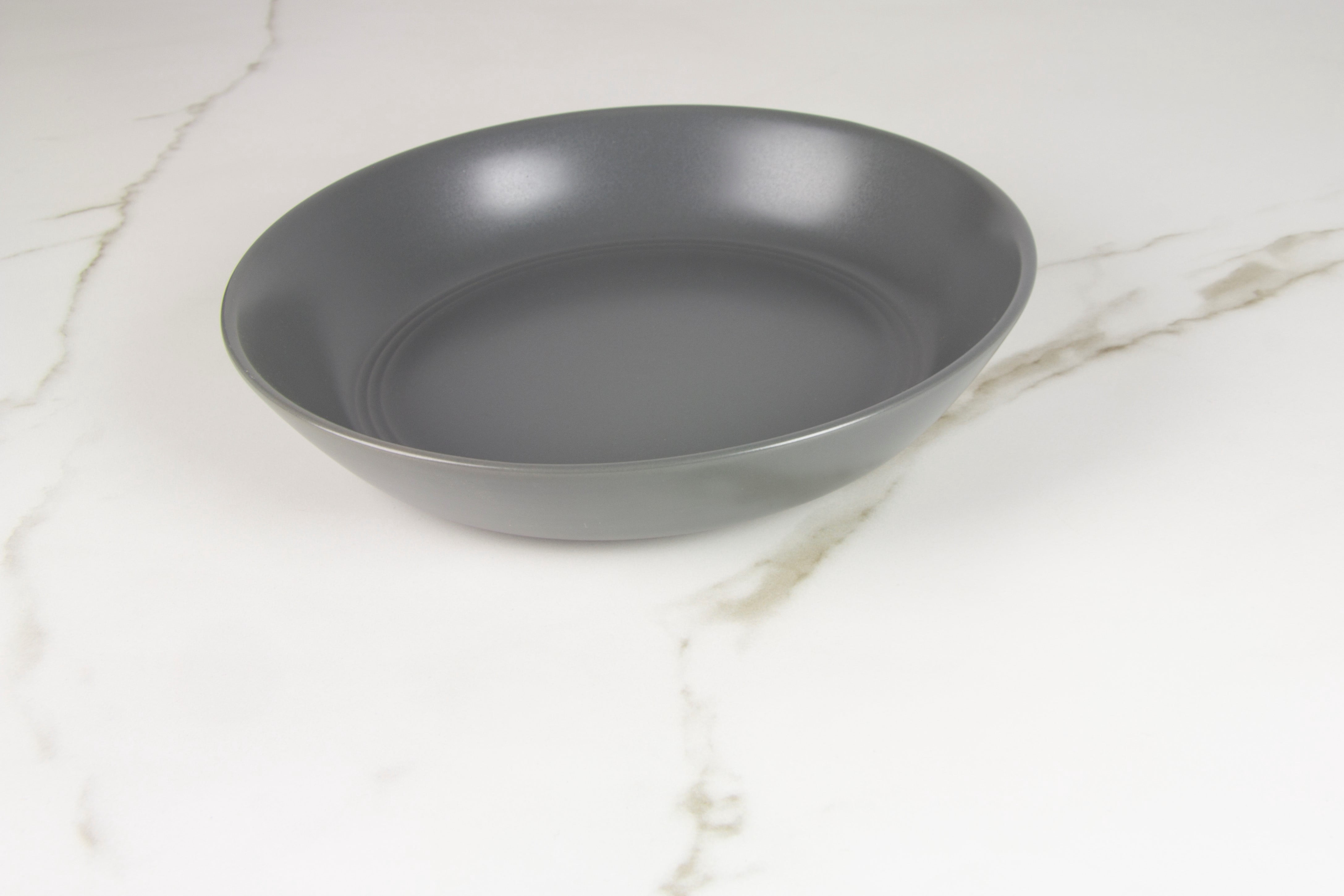 10 Strawberry Street Double Line 9.5"/36 oz Round Dinner Bowl, Set of 2, Matte Gray