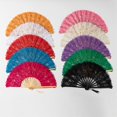 thumbnail image 2 of Lace Embroidery Lace Fan Retro European Court Fan 23CM Handheld Folding Fan Bamboo Fan Dance Props Performance Fan, 2 of 4
