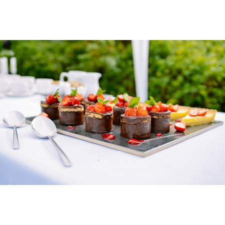 canvas print eating small strawberry dessert chocolate cakes stretched canvas 10 x