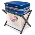 thumbnail image 4 of Costway Wood Folding Luggage Rack Suitcase Stand Hamper Laundry Cloth Bag, 4 of 10