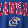 thumbnail image 4 of Men's Colosseum Royal Kansas Jayhawks Arch & Logo Crew Neck Sweatshirt, 4 of 4