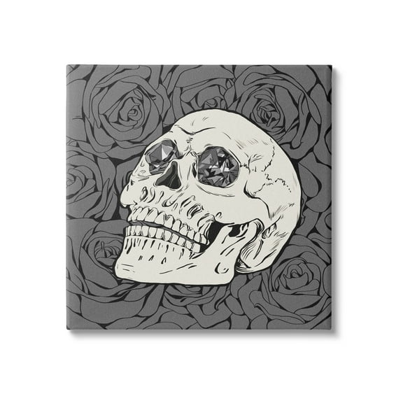 Stupell Crystal Eyes Skull Goth Roses Beauty & Fashion Painting Gallery Wrapped Canvas Print Wall Art