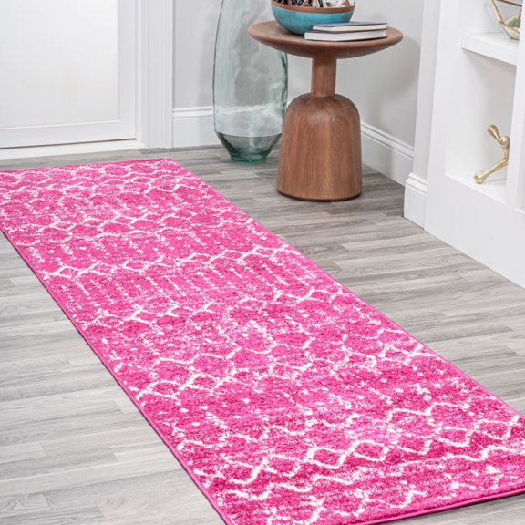 JONATHAN Y MOROCCAN HYPE 2 x 8 Runner Rug, Boho Vintage Diamond - Fuchsia/Ivory, MOH101G-28