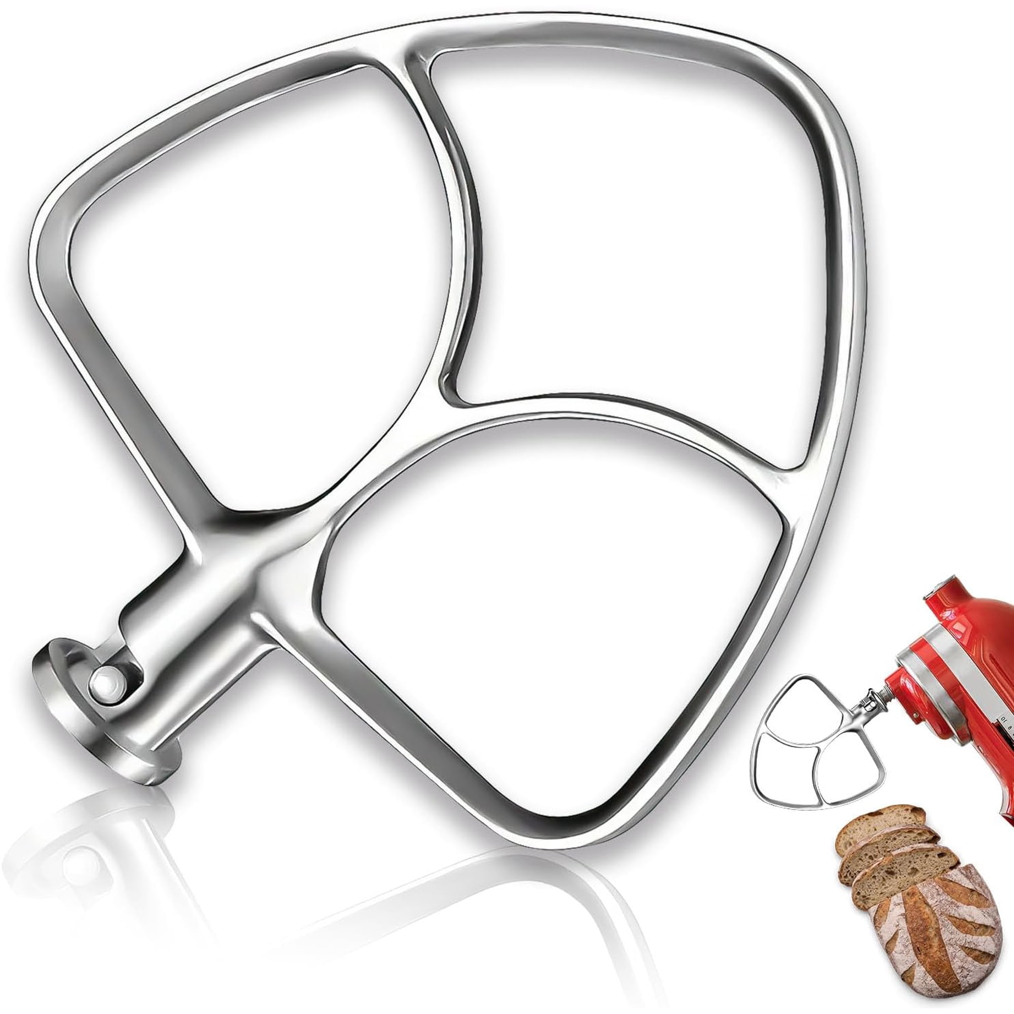 Flat Beater Compatible with KitchenAid 4.5-5 Quart Tilt-Head Stand Mixer,Stainless Steel Paddle Attachments Fits for Classic,Classic Plus and Artisan Mixer K45SS,KSM75,KSM90,KSM110,Mixing Accessories