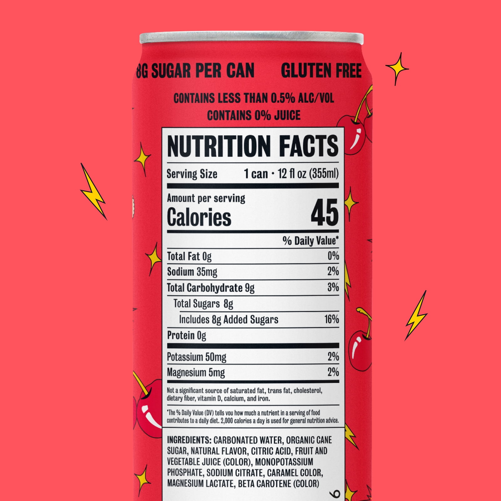 SMASHD Alcohol-Free Mocktails, Non-Alcoholic Beverage Flavored Sparkling Water, Champagne alternative No Artificial Flavors, Caffeine-Free, with electrolytes, 12 Oz&nbsp;Cherry Bomb Mimosa, 12 Pack