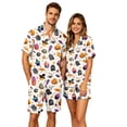 thumbnail image 2 of Button Down Short Sleeve Pajama Top With Chest Pocket For Men Halloween Pumpkin Bat Print Elastic Waist Shorts Set, 2 of 7