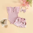 thumbnail image 2 of CAICJ98 Infant Baby Girl Clothes Short Sleeve Romper Shorts Set Floral Summer Outfits Cute Baby Clothes Girl (Pink,12-18 Months), 2 of 6